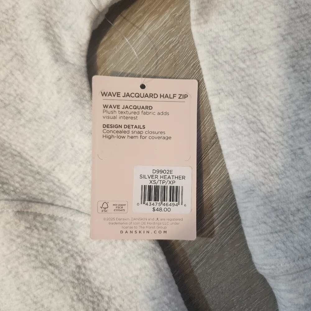 Danskin Wave Jacquard Heather Grey 1/4 Zip Pullover Size XS